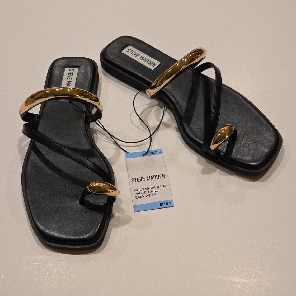 Steve Madden Black Ardent Sandals, Size 9